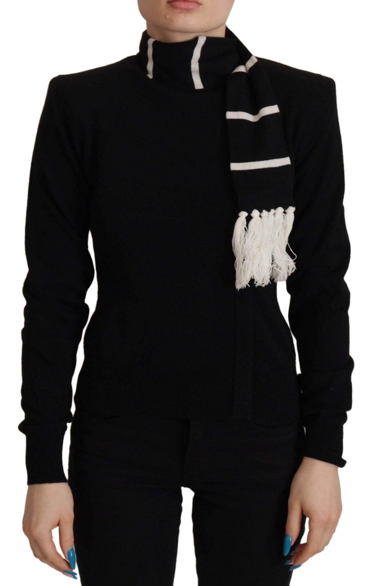 Black Cashmere Turtleneck Pullover Sweater