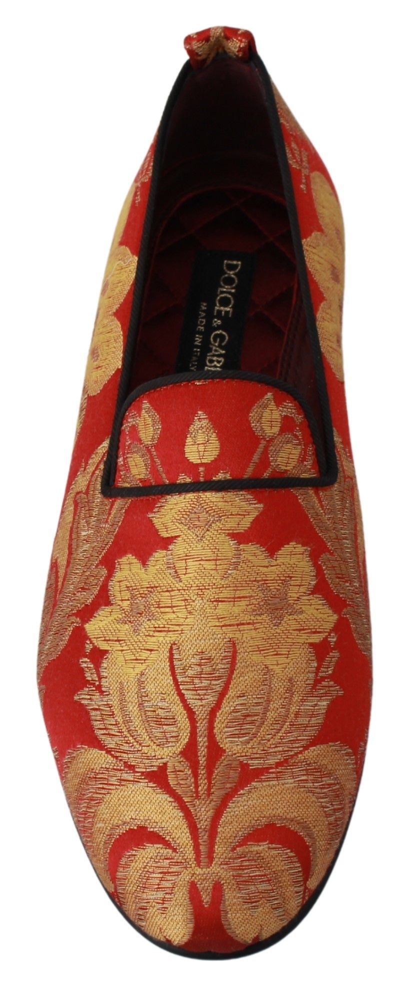 Red Gold Brocade Slippers Loafers Shoes