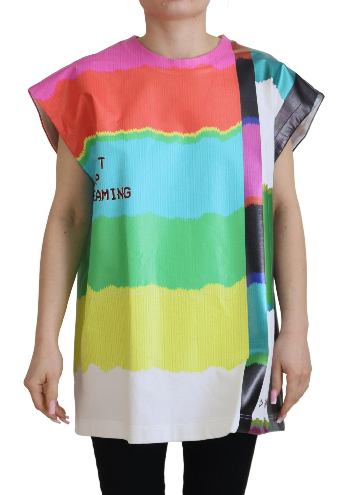 Multicolor TV Print Blouse Cotton  T-shirt