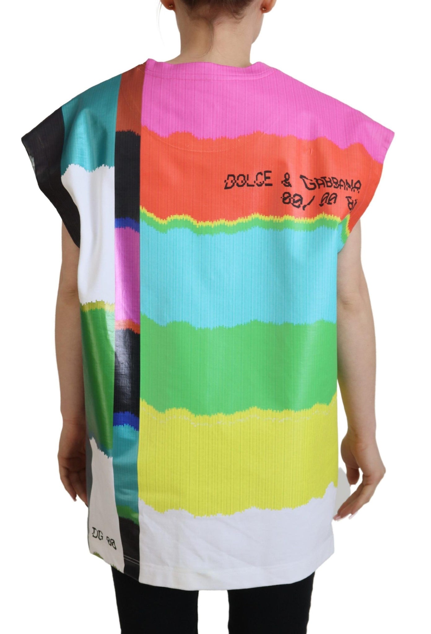 Multicolor TV Print Blouse Cotton  T-shirt