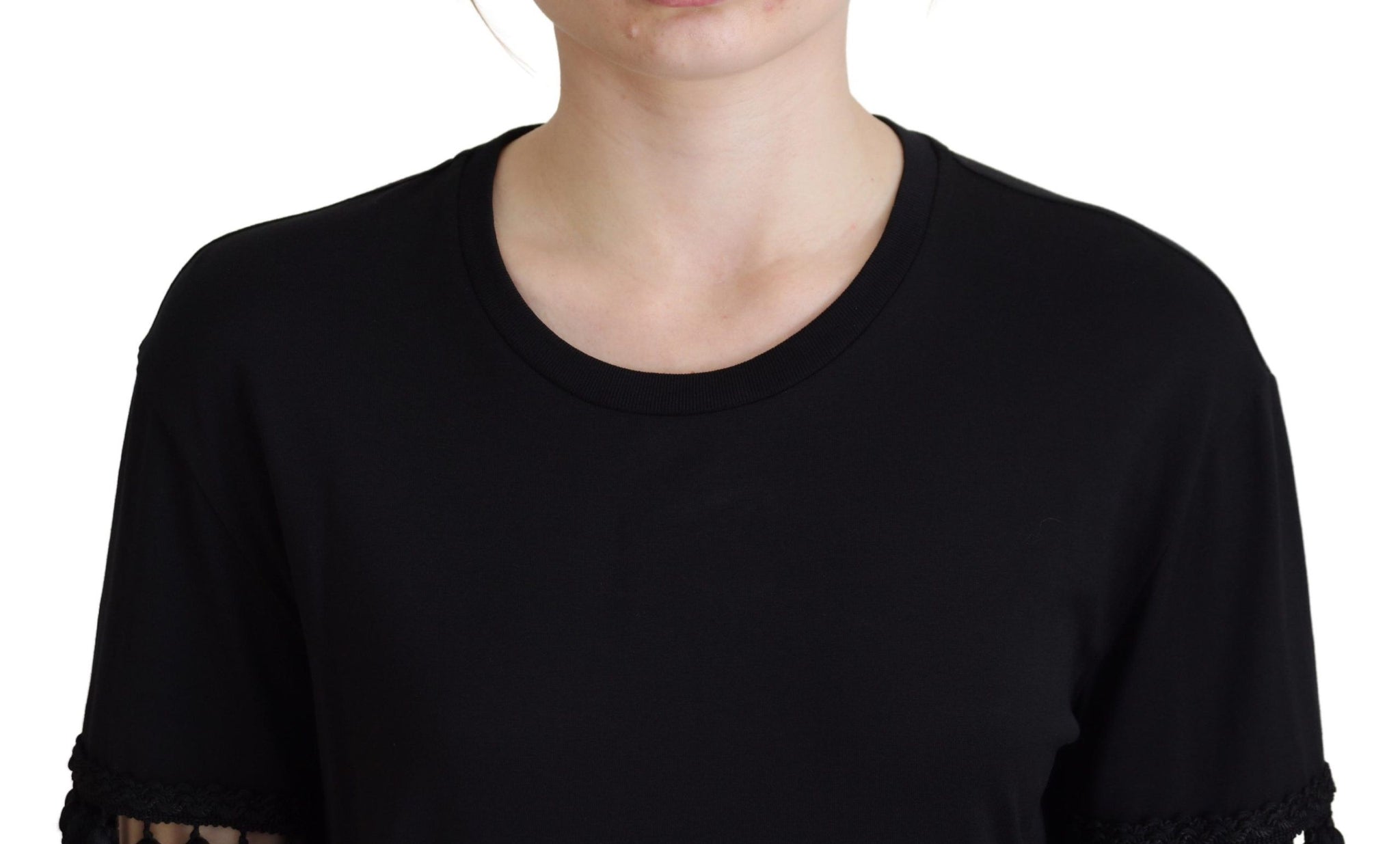 Black T-shirt Blouse Tassle Cotton Blouse