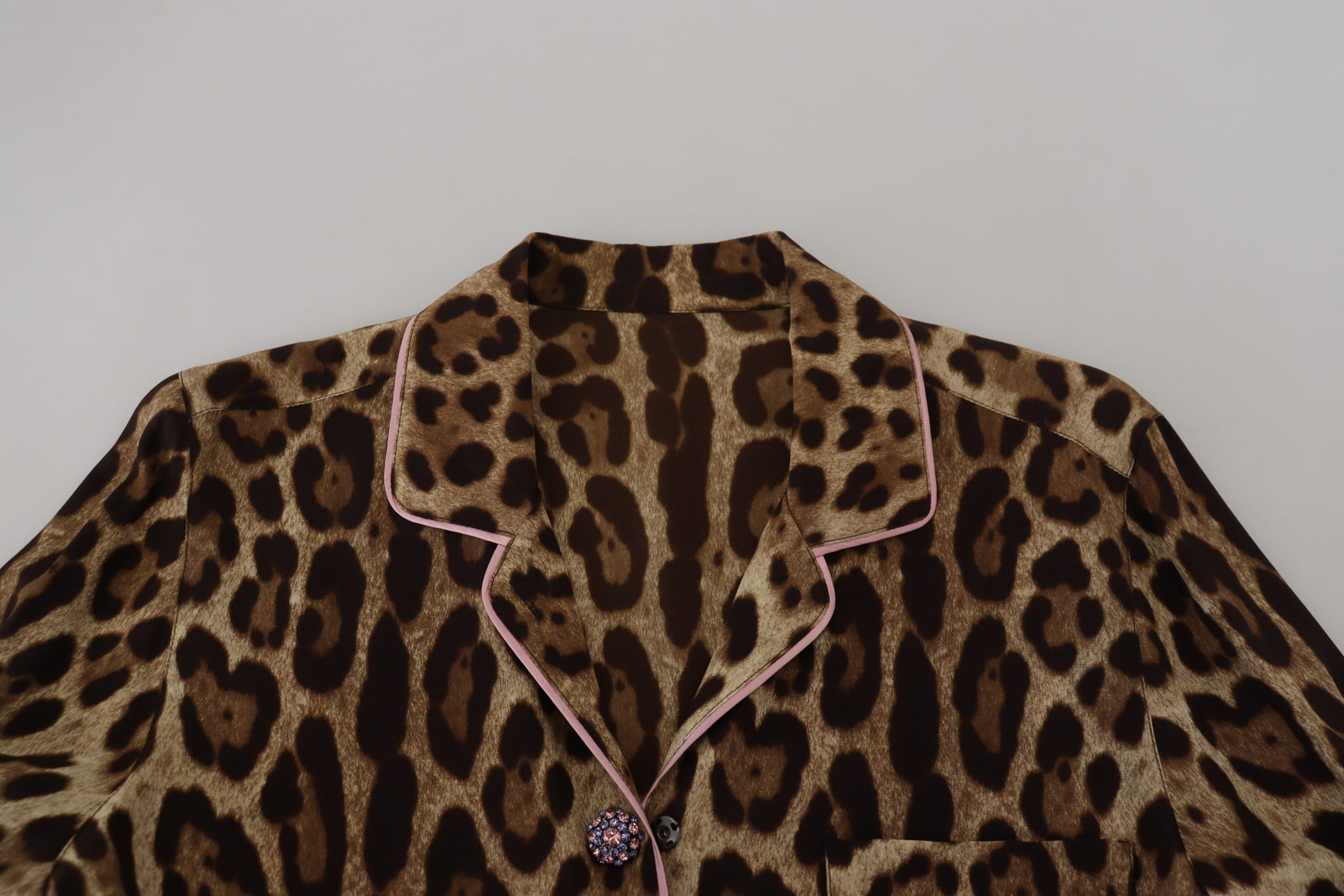 Brown Leopard Print Long Sleeves Blouse Top