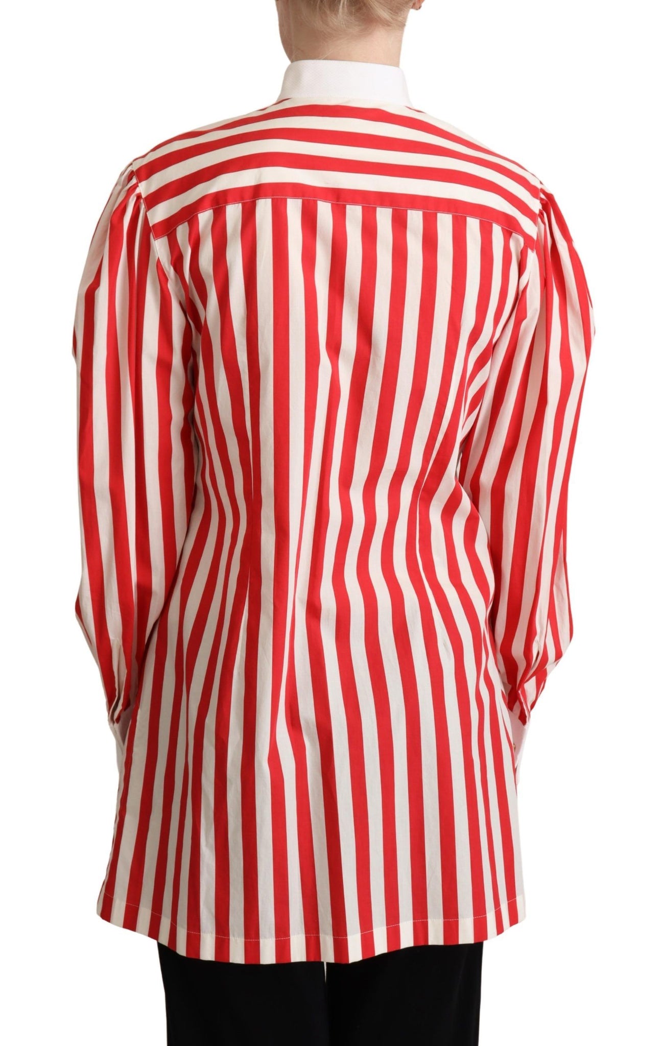 Red White Striped Long Sleeves Formal Shirt