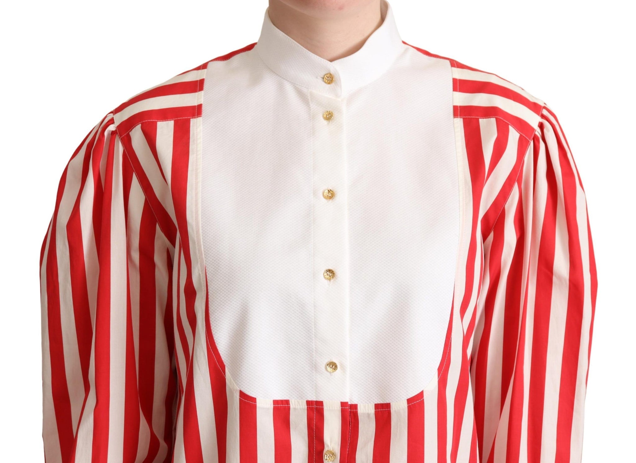 Red White Striped Long Sleeves Formal Shirt