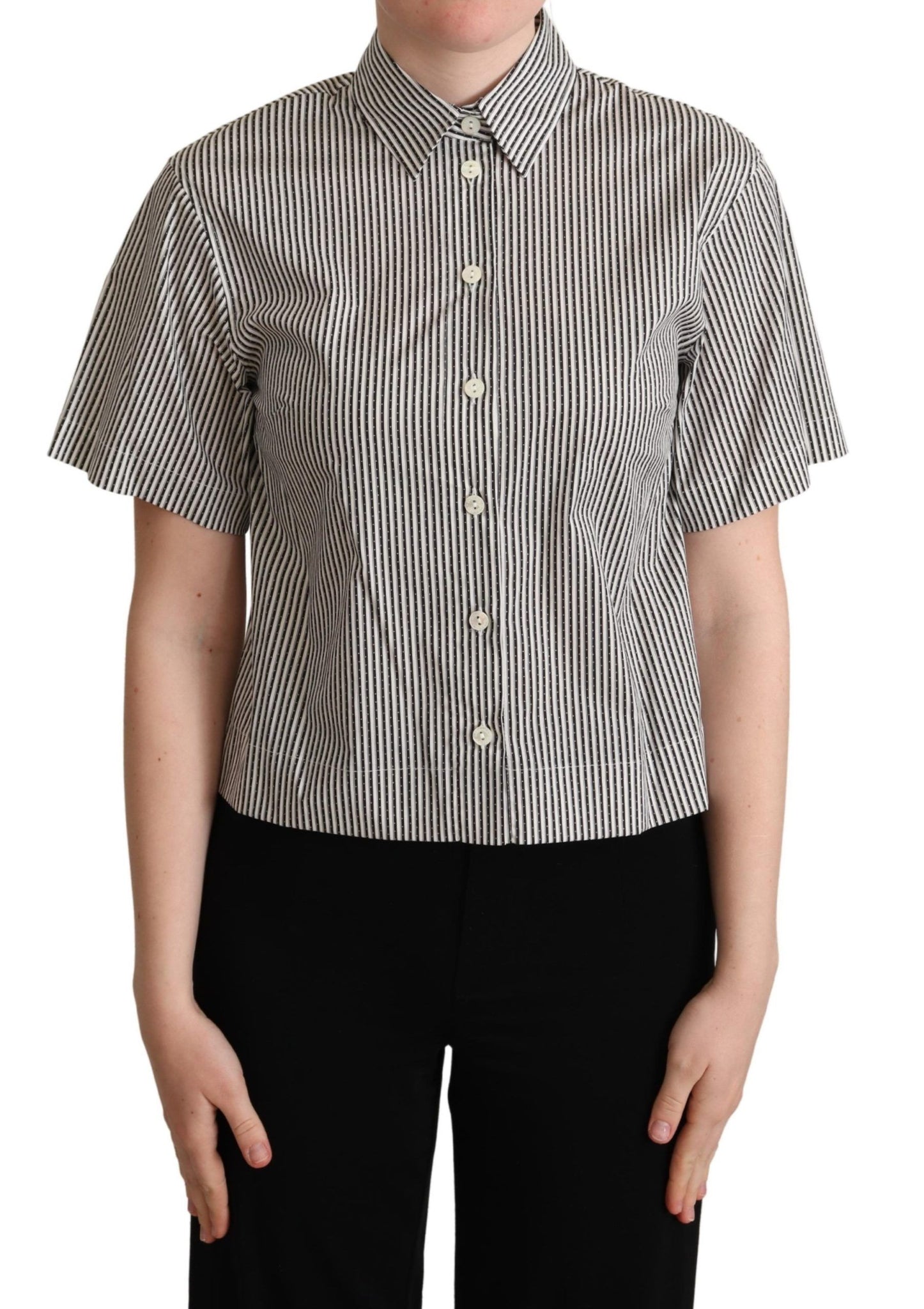 White Black Striped Cotton Shirt