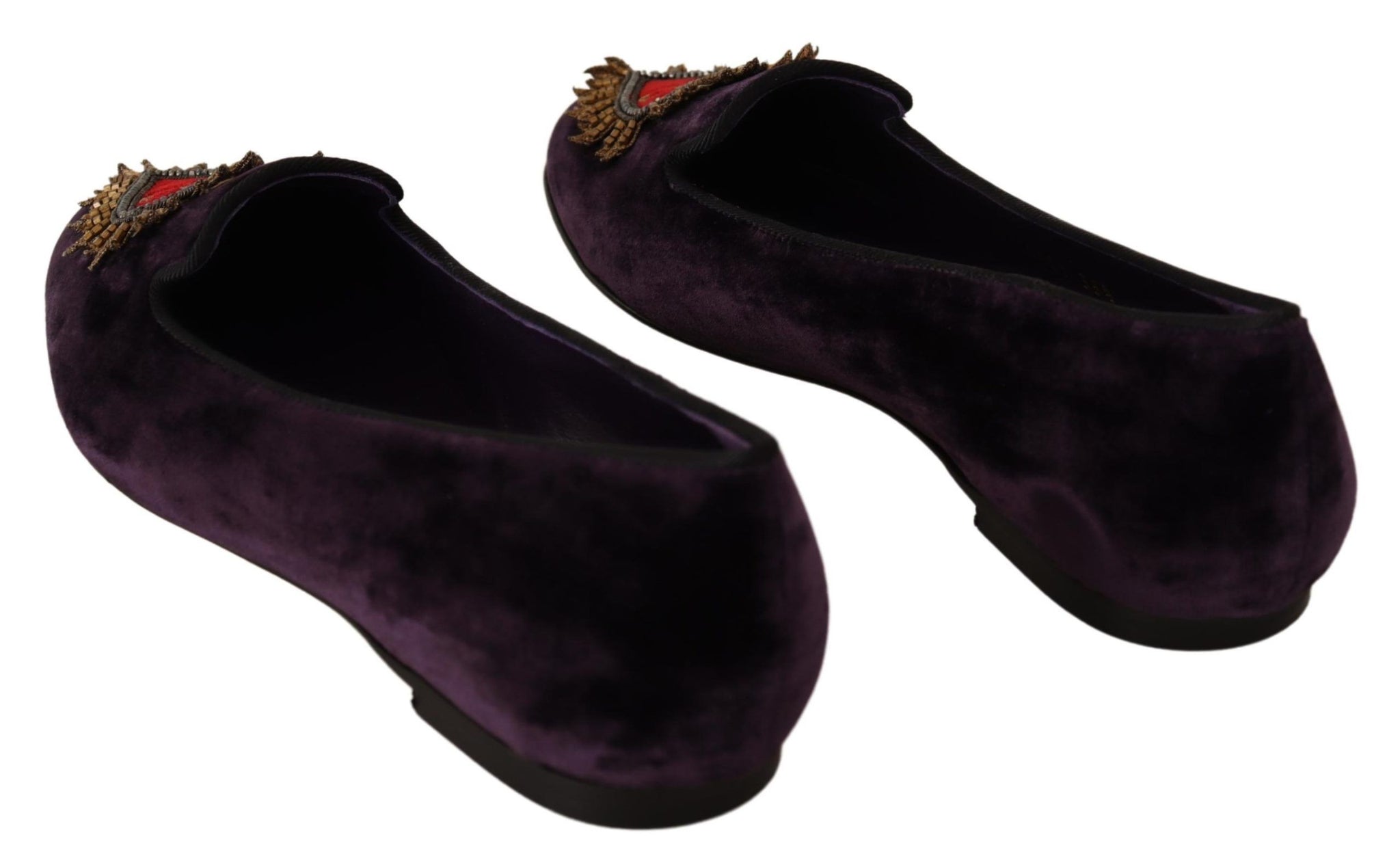 Purple Velvet DG Heart Loafers Flats Shoes