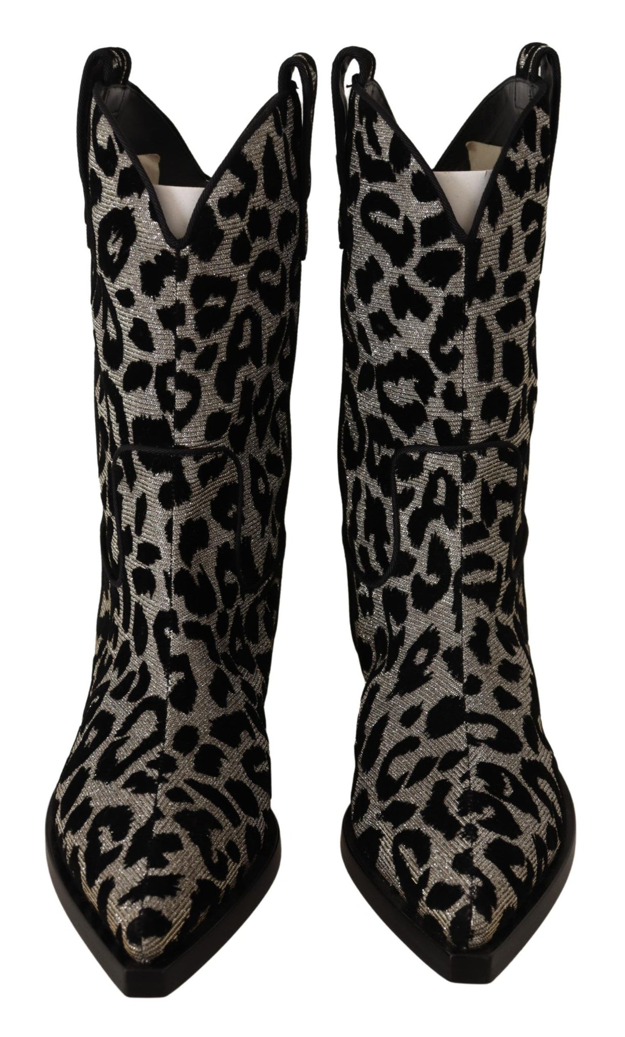 Gray Black Leopard Cowboy Boots Shoes