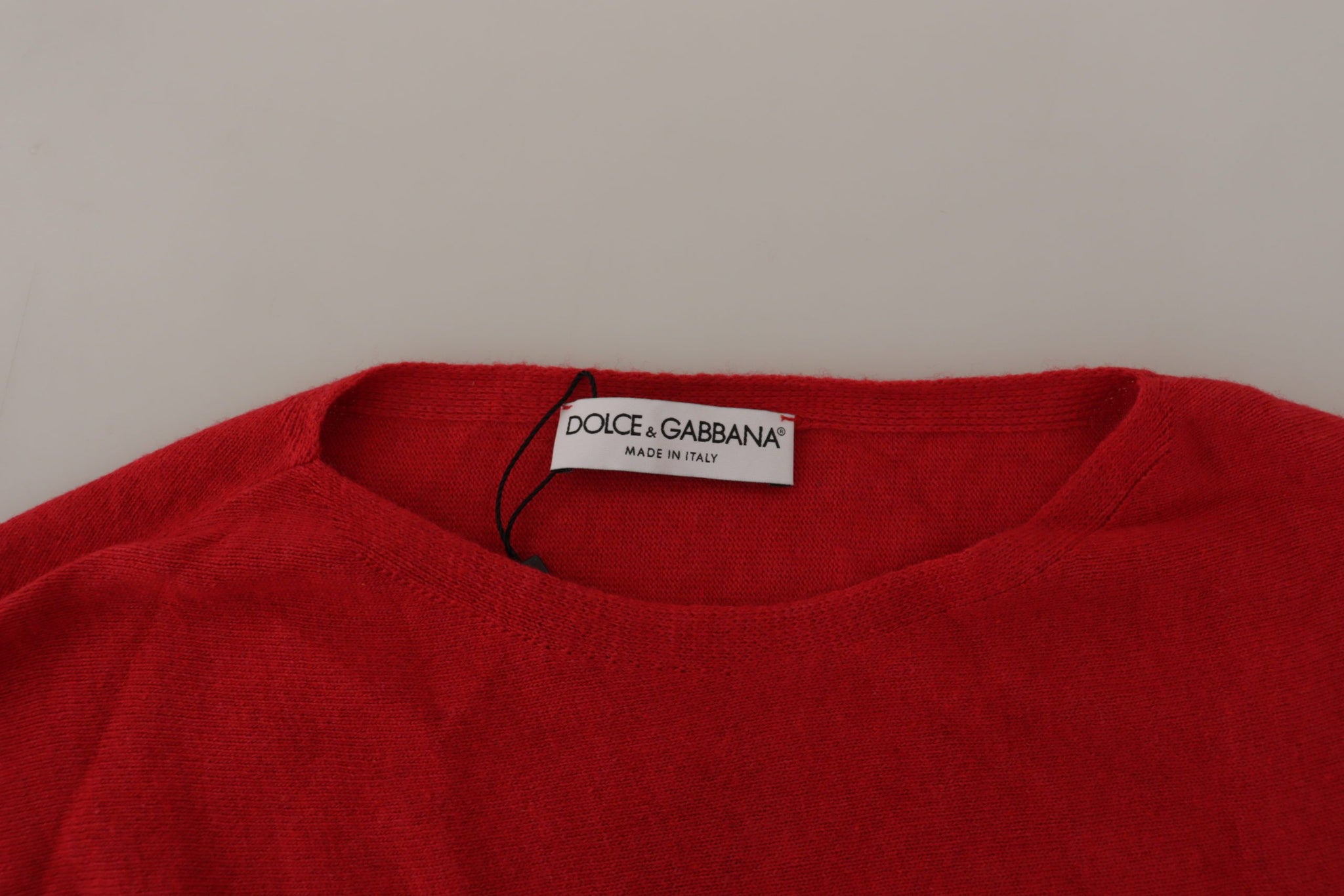 Red Wool Knit Round Neck Pullover Sweater