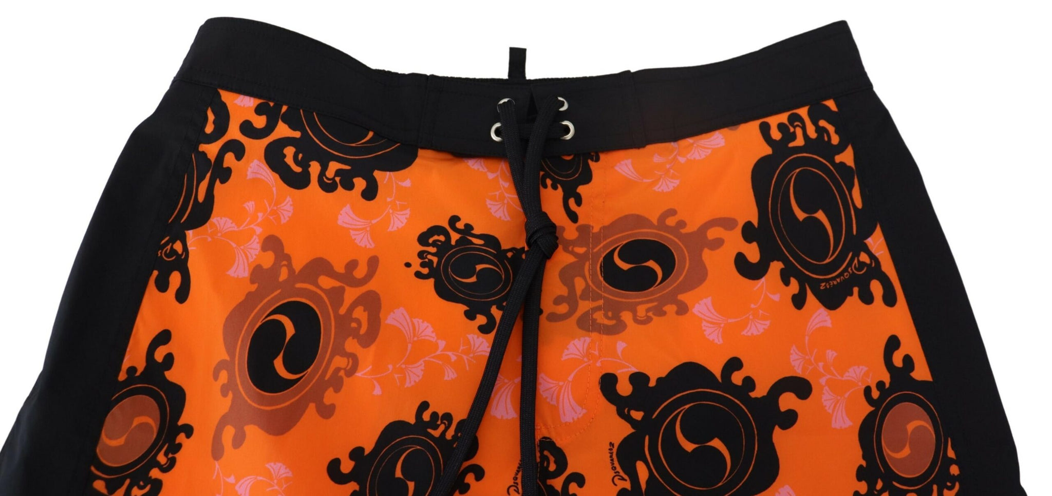 Dsquared² Orange Black Printed Men Beachwear Shorts Swimwear