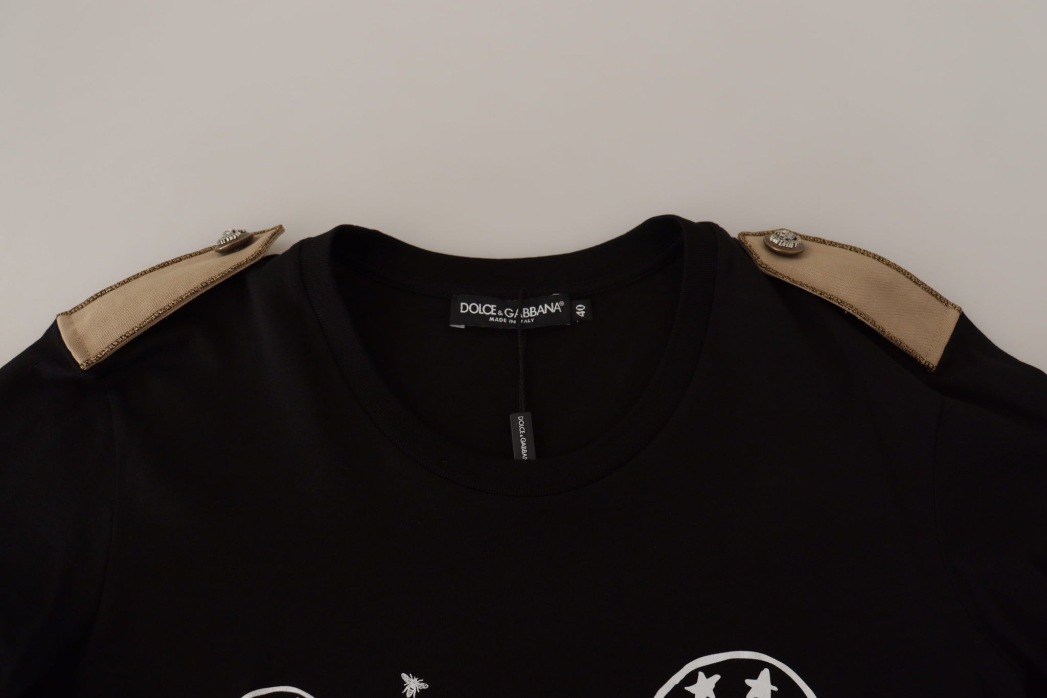 Black Logo Motive Crewneck Cotton T-shirt