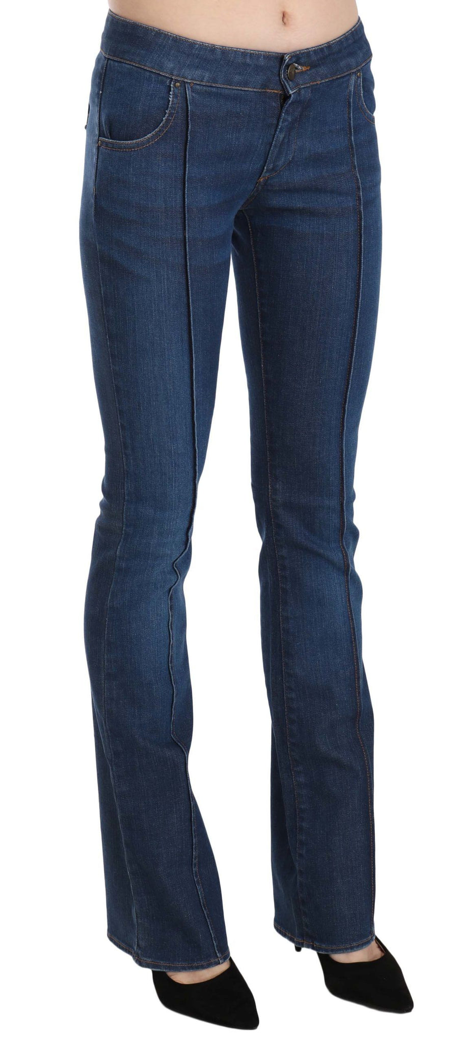 Blue Low Waist Boot Cut Denim Pants Jeans