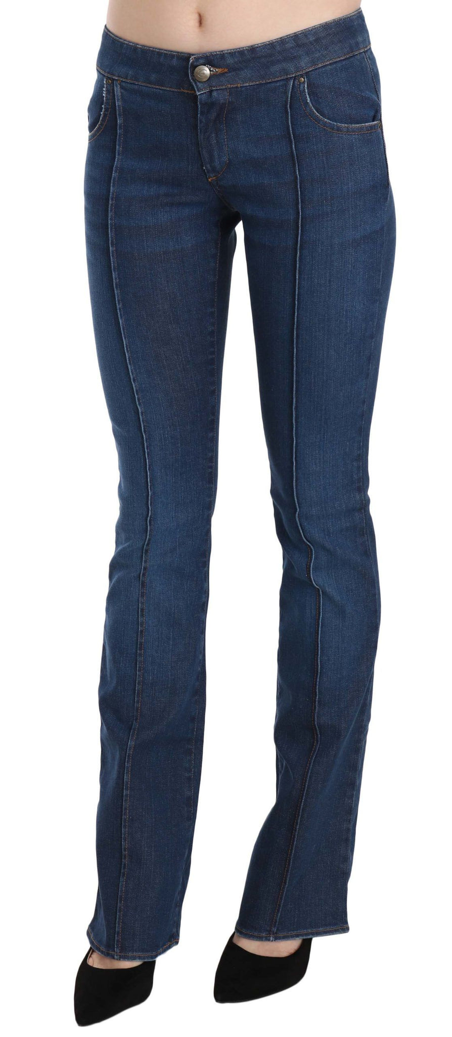 Blue Low Waist Boot Cut Denim Pants Jeans