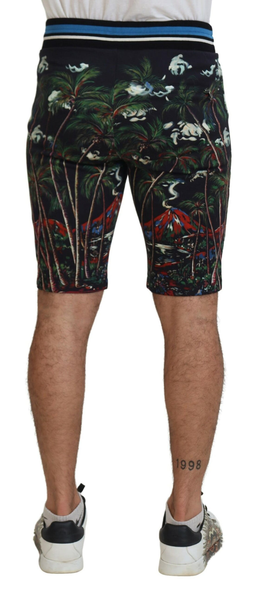 Dolce & Gabbana Black Cotton Volcano Print Casual Shorts