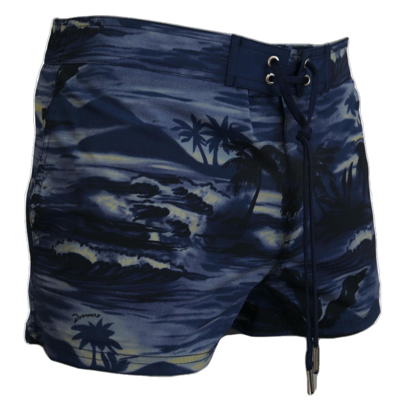 Dsquared² Blue Tropical Wave Design Beachwear Shorts Swimwear