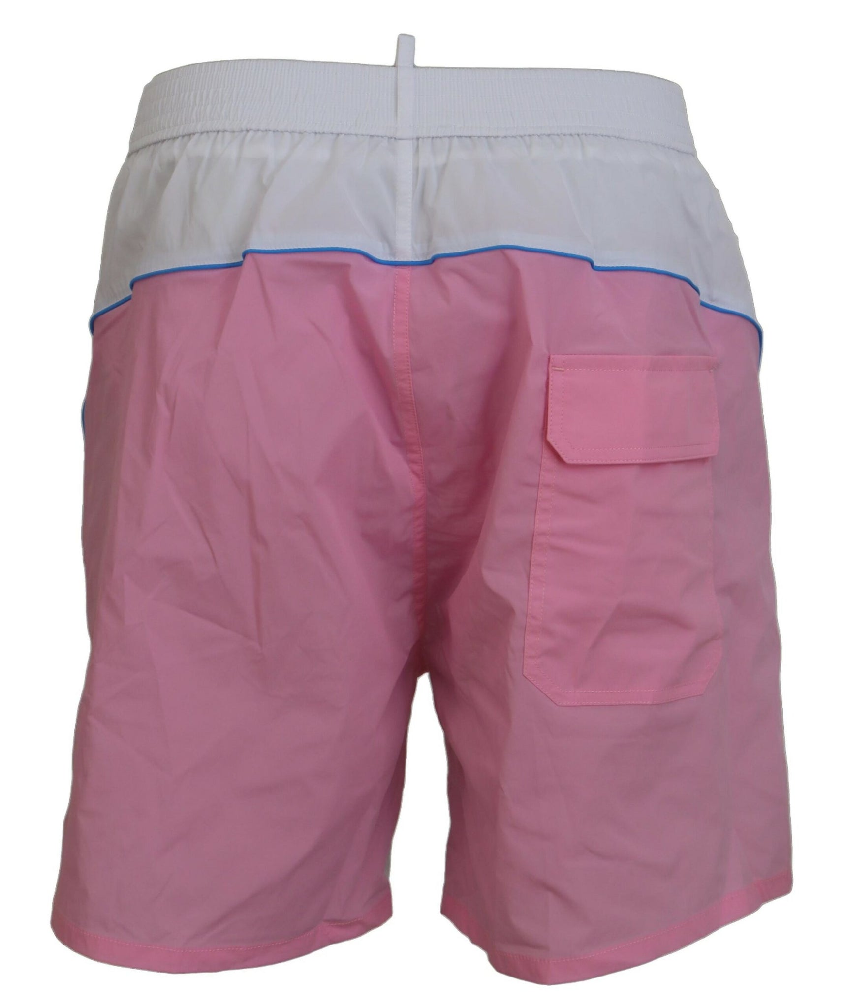 Dsquared² White Pink Logo Print Men Beachwear Shorts Swimwear