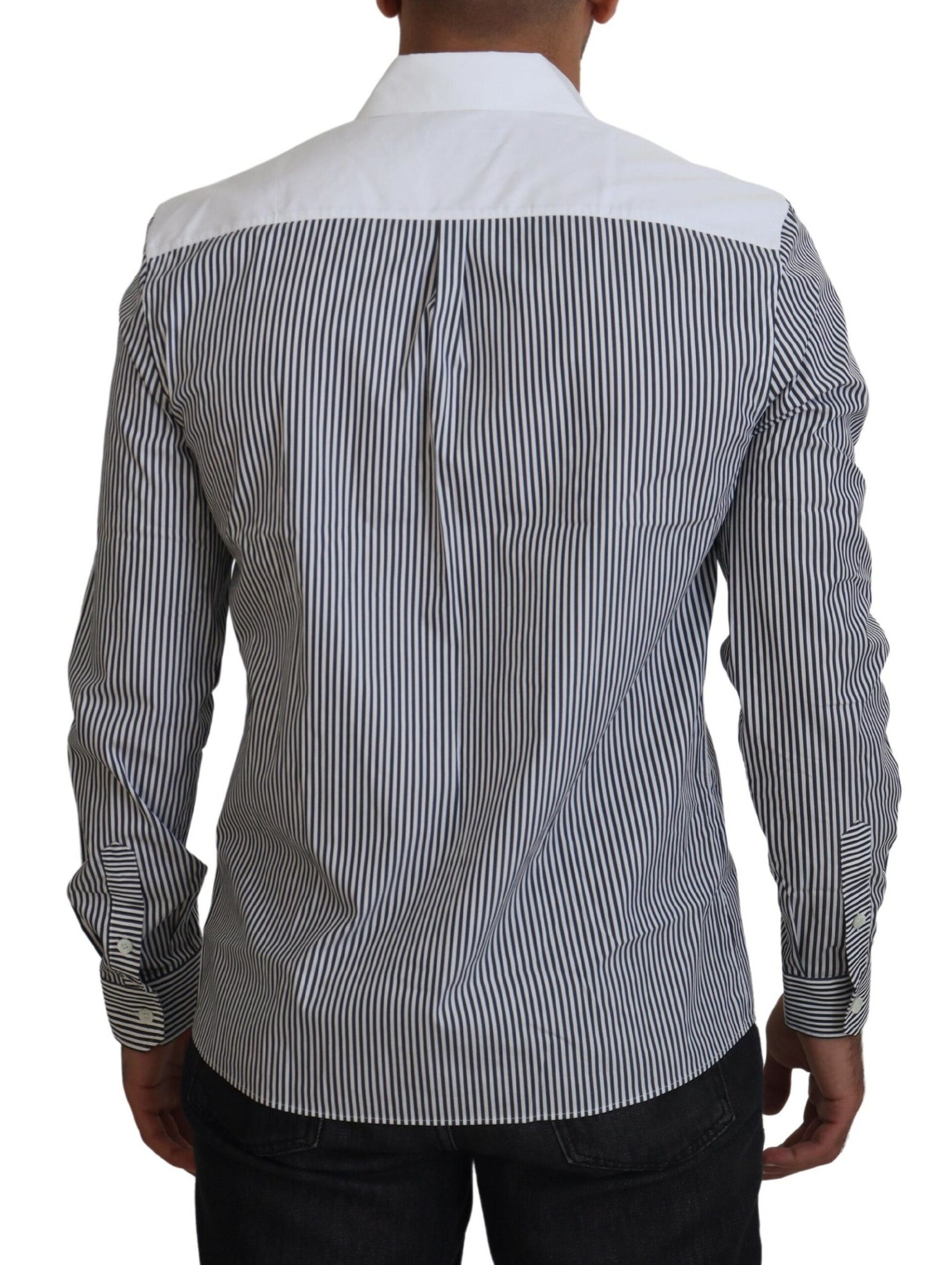 Dolce & Gabbana Gray White Striped Slim Fit Shirt