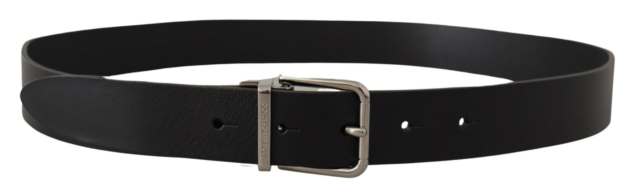 Dolce & Gabbana Black Casual Calf Leather Logo Metal Buckle Belt