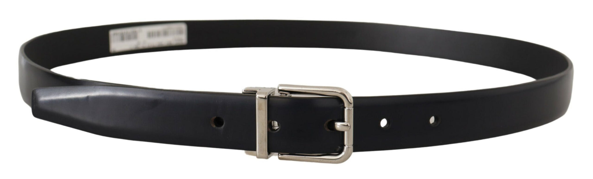 Dolce & Gabbana Black Calf Leather Classic Logo Metal Buckle Belt