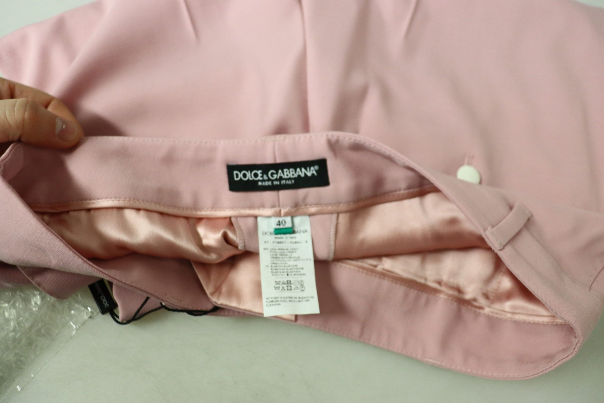 Pink Mid Waist Straight Leg Trouser Pants