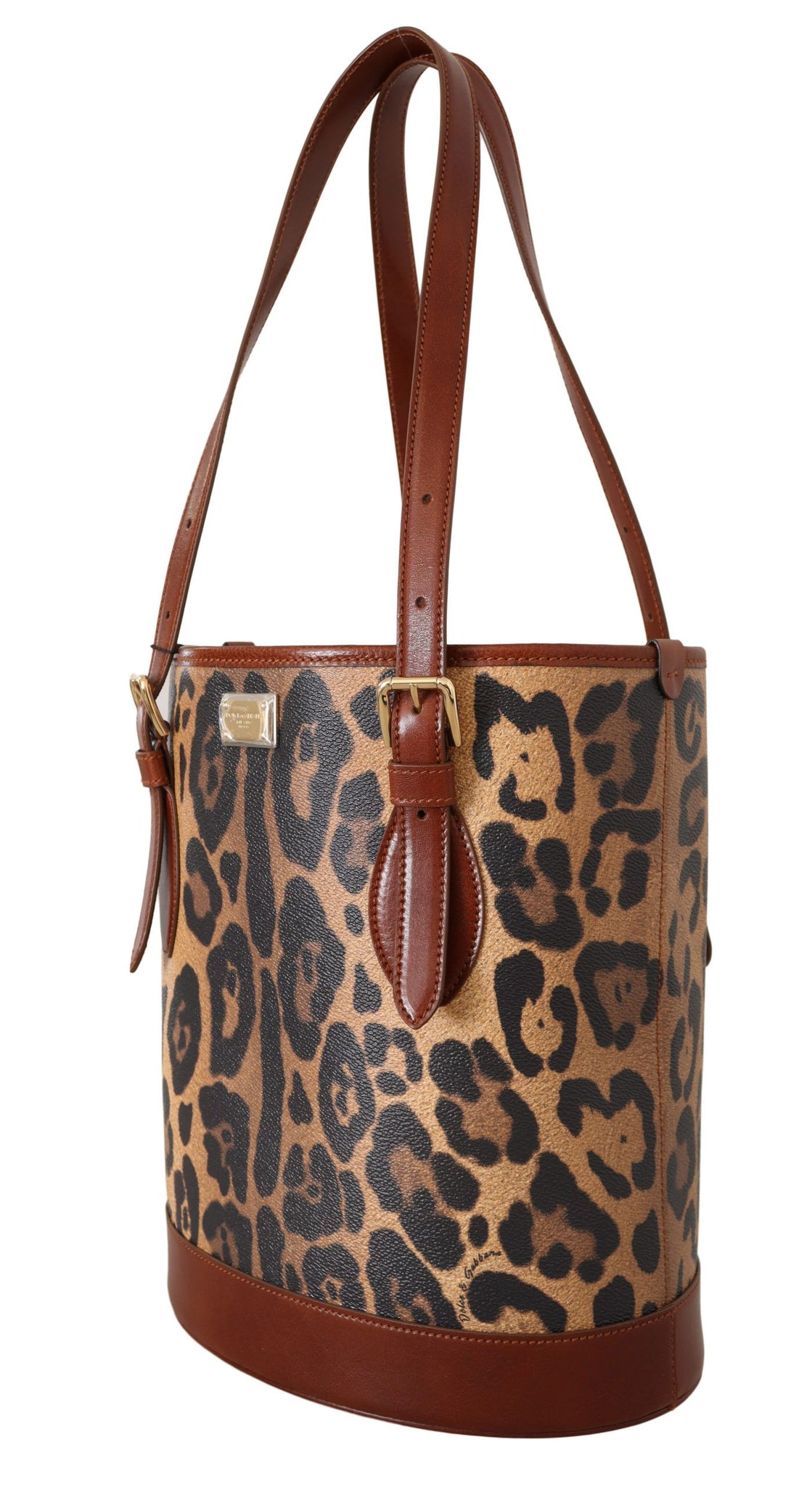 Brown Leopard Pattern Shopping Tote Hand Bucket Purse