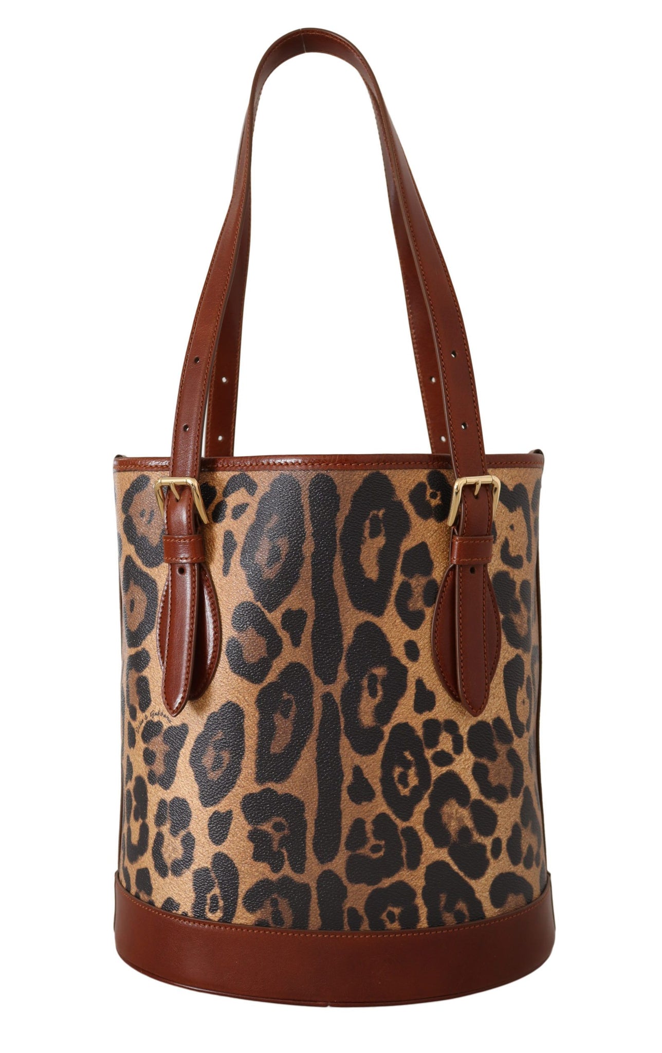 Brown Leopard Pattern Shopping Tote Hand Bucket Purse