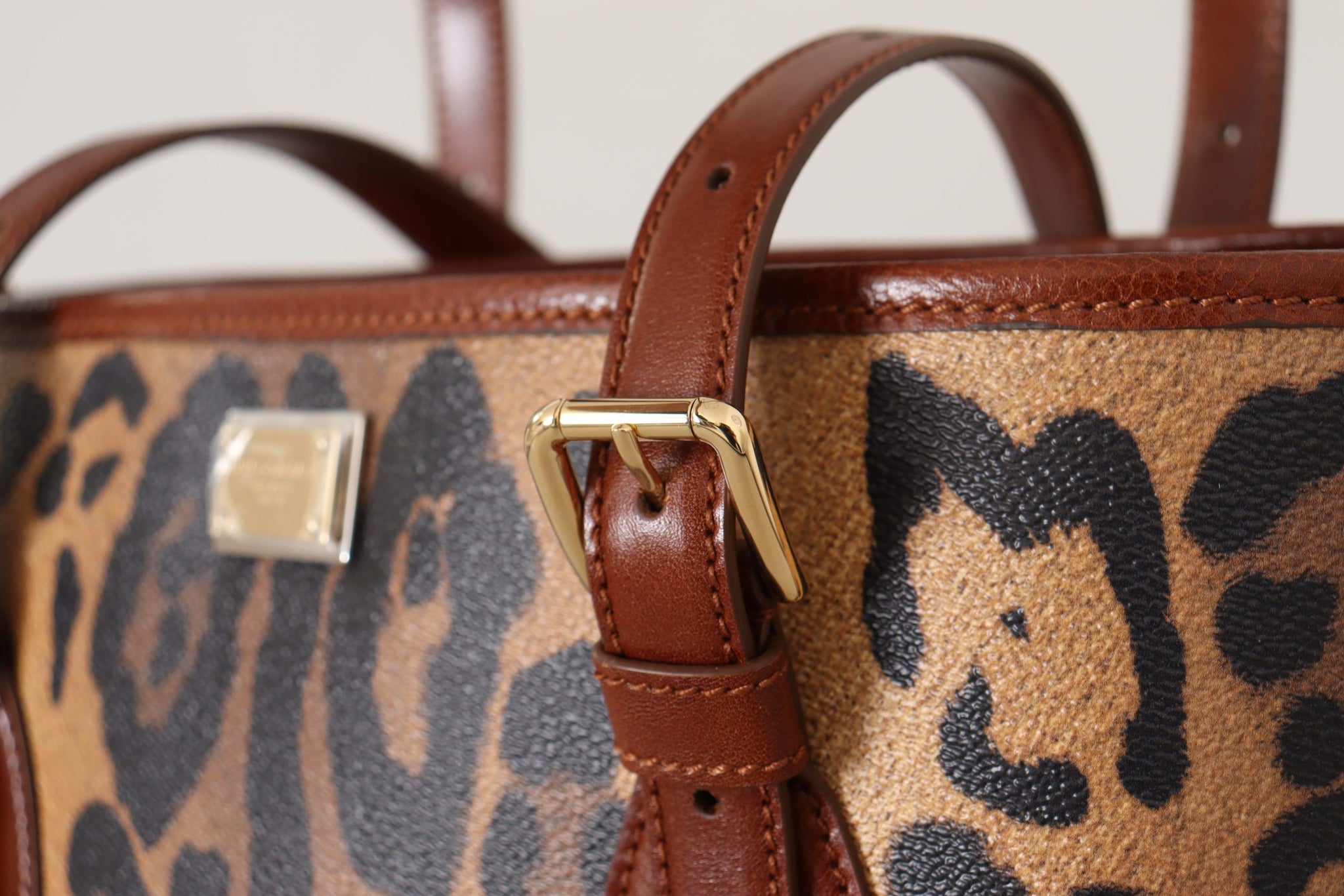 Brown Leopard Pattern Shopping Tote Hand Bucket Purse