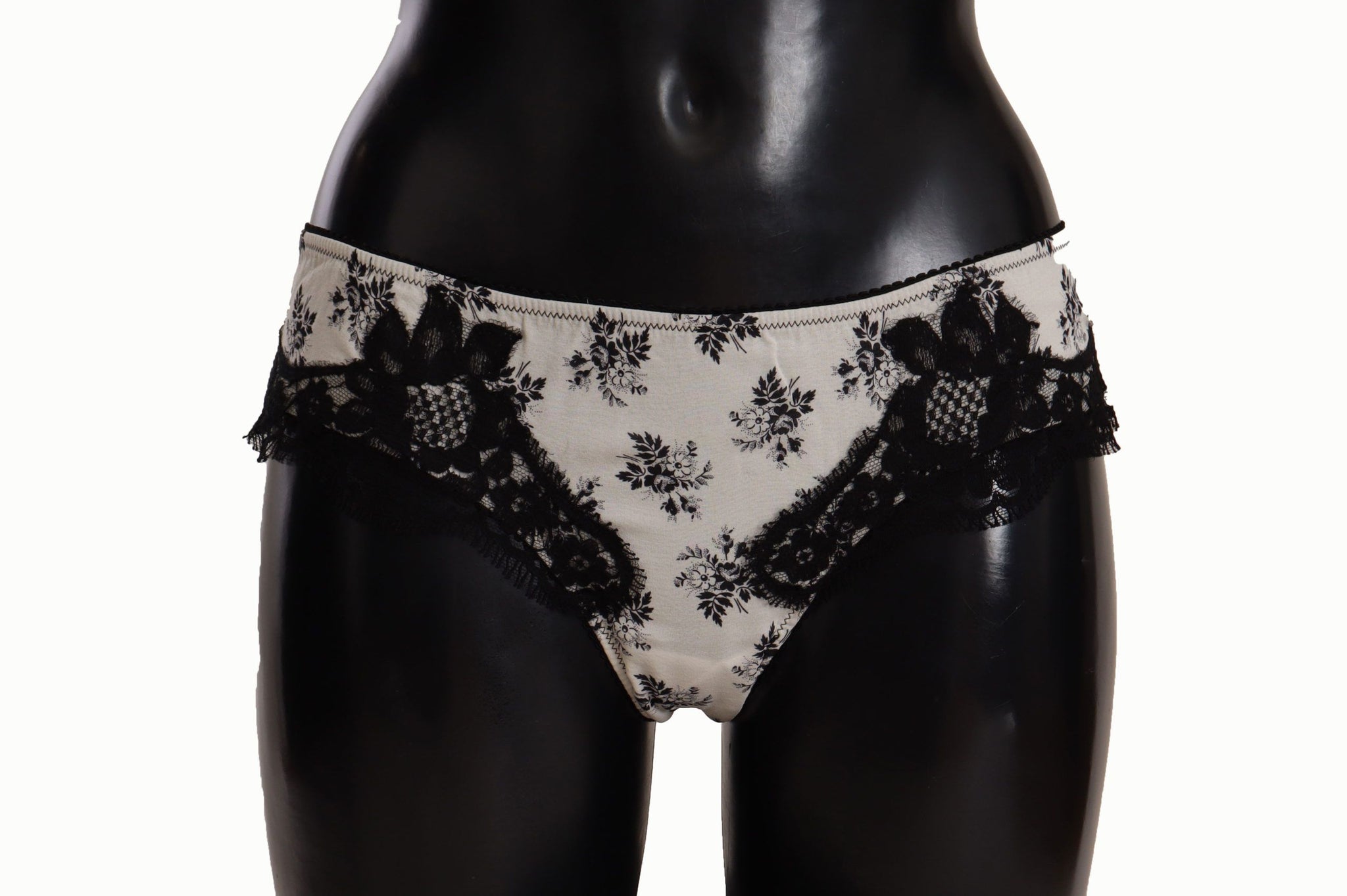 White Floral Lace Satin Briefs Underwear