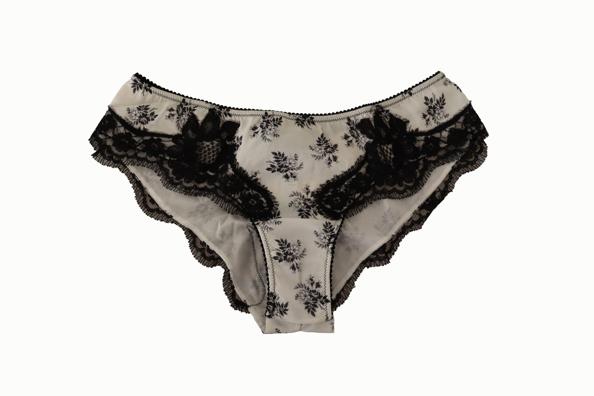 White Floral Lace Satin Briefs Underwear