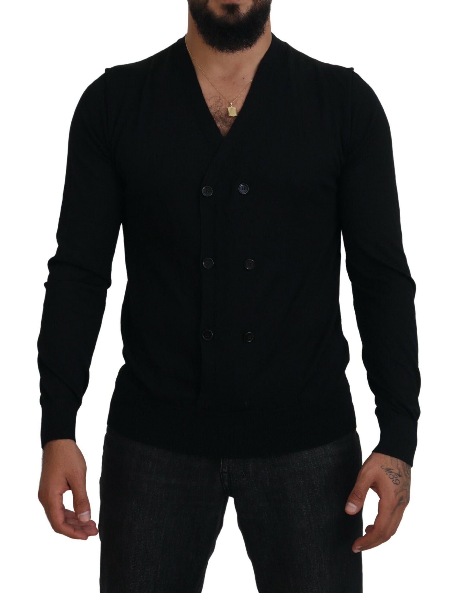 Dolce & Gabbana Black Cashmere Button Down Cardigan Sweater