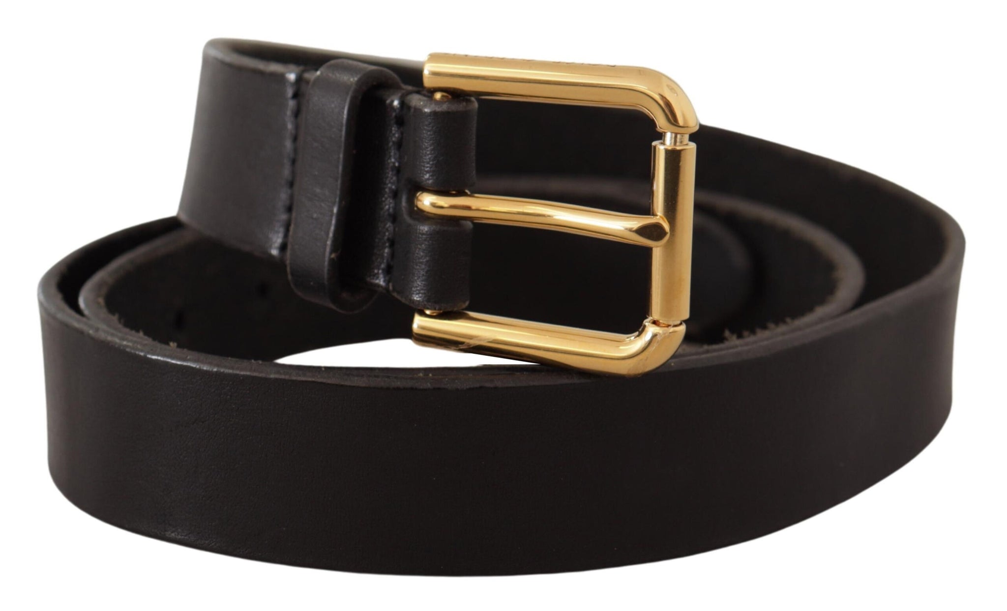 Brown Classic Leather Gold Metal Buckle Belt