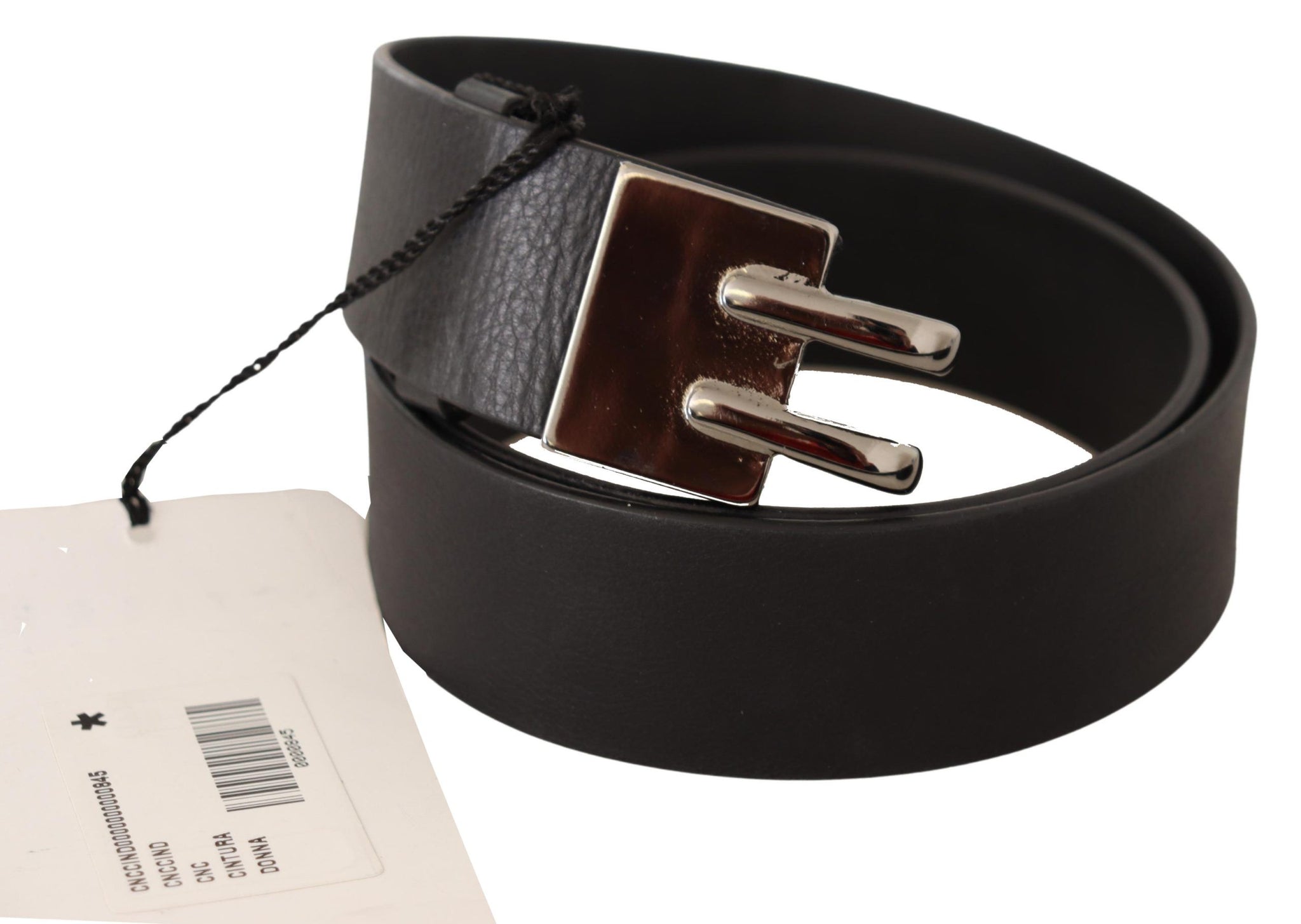 Black Leather Silver Buckle Waist Belt