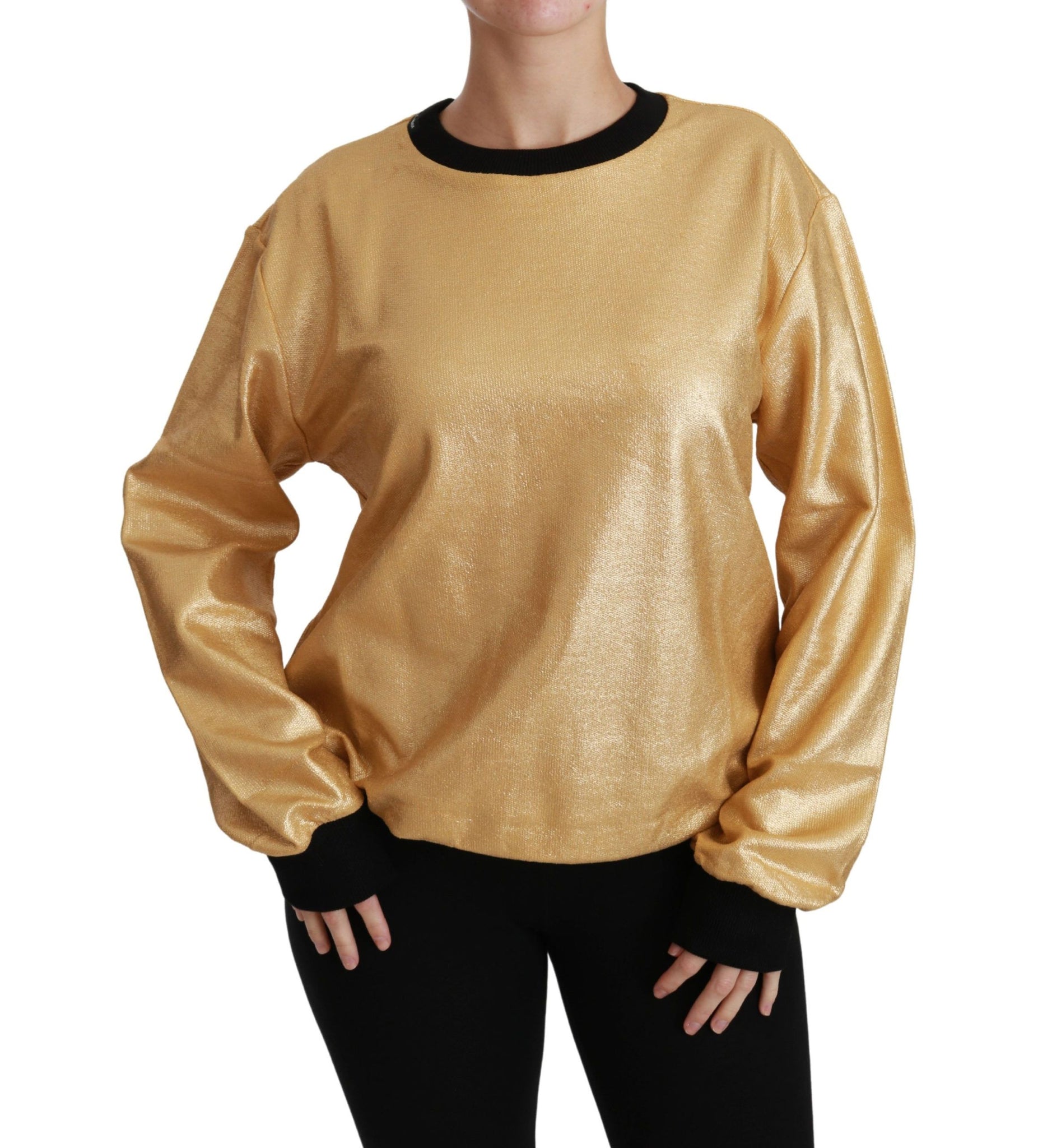 Gold Cotton Crewneck Pullover Sweater