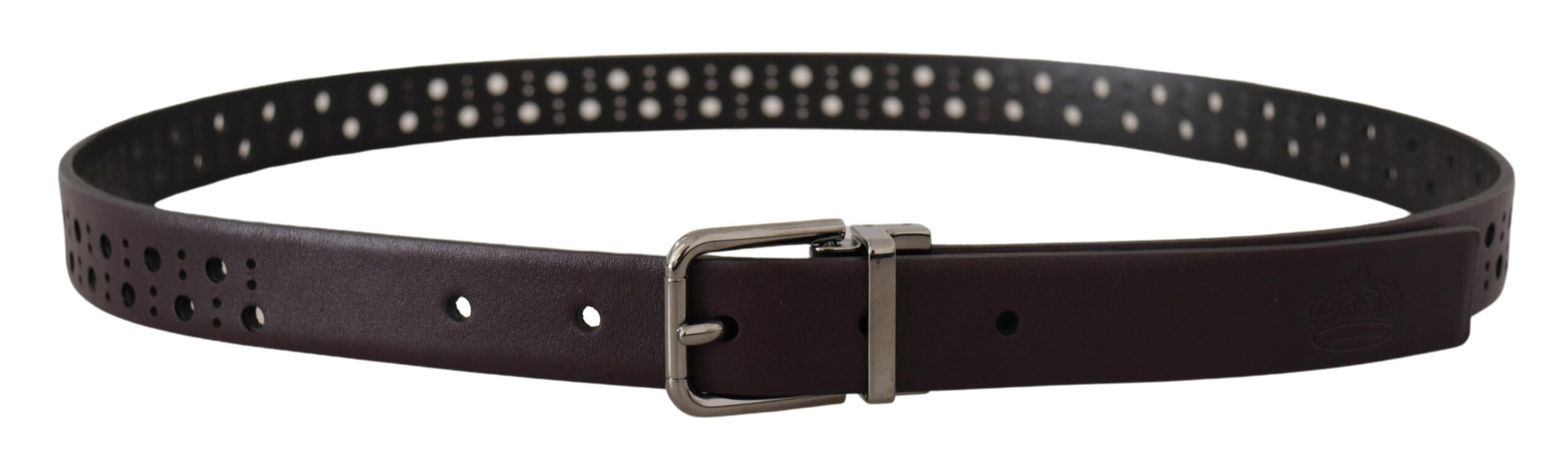 Dolce & Gabbana Dark Purple Perforated Leather Metal Buckle Belt