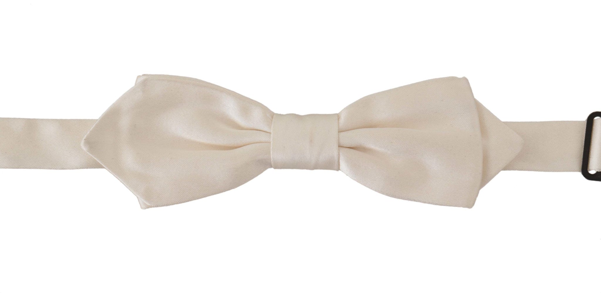 White Solid Silk Adjustable Neck Papillon Tie