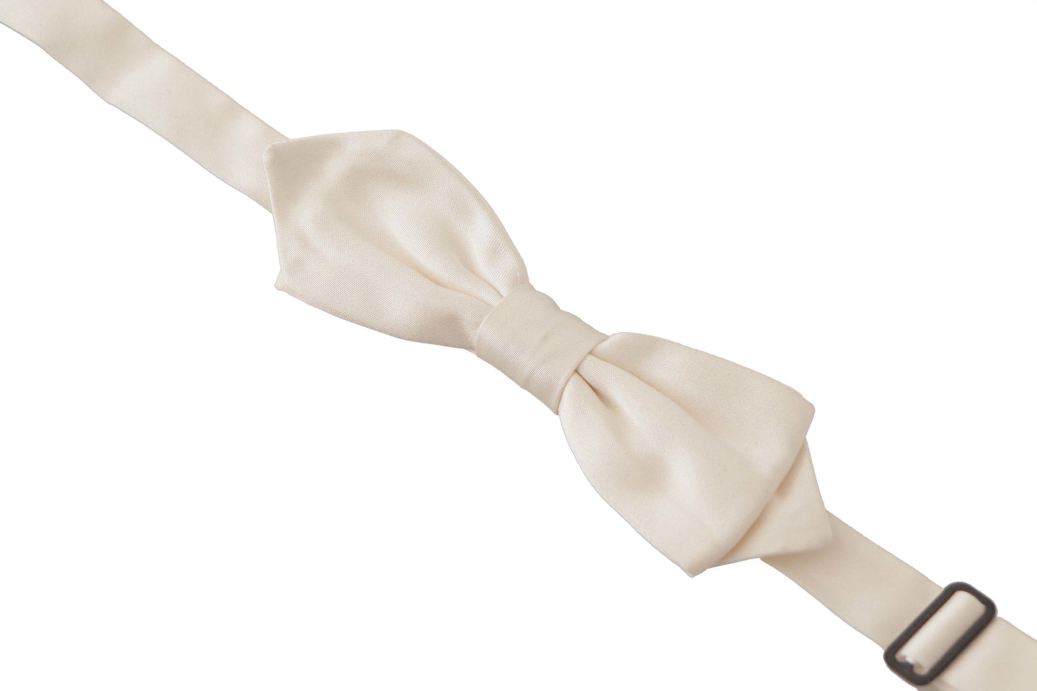 White Solid Silk Adjustable Neck Papillon Tie