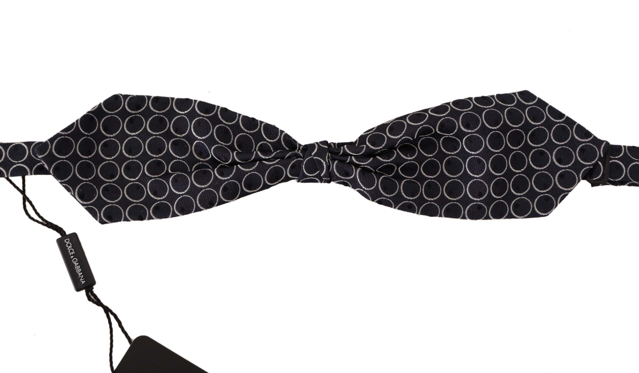 Black White Round 100% Silk Neck Papillon  Tie