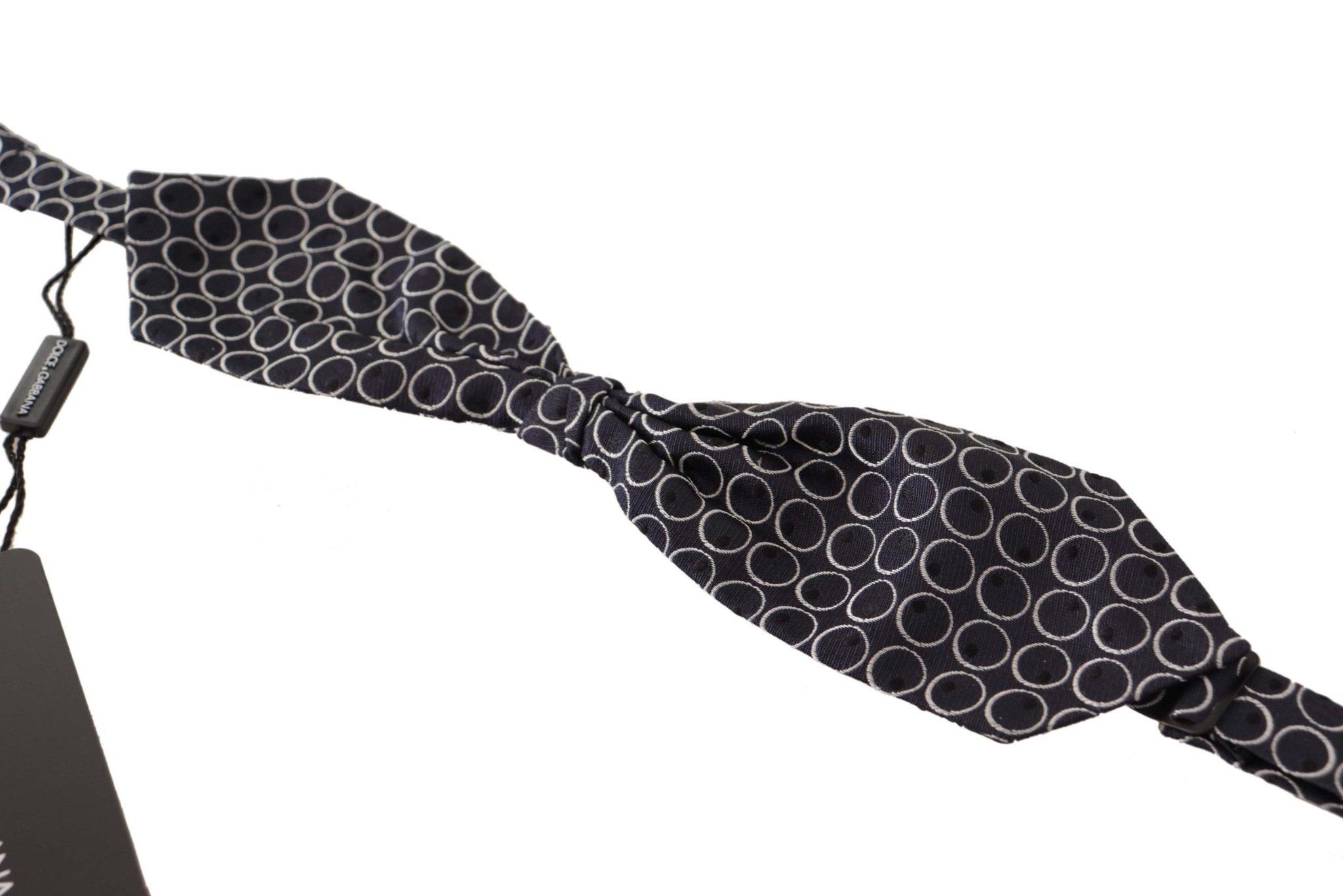 Black White Round 100% Silk Neck Papillon  Tie