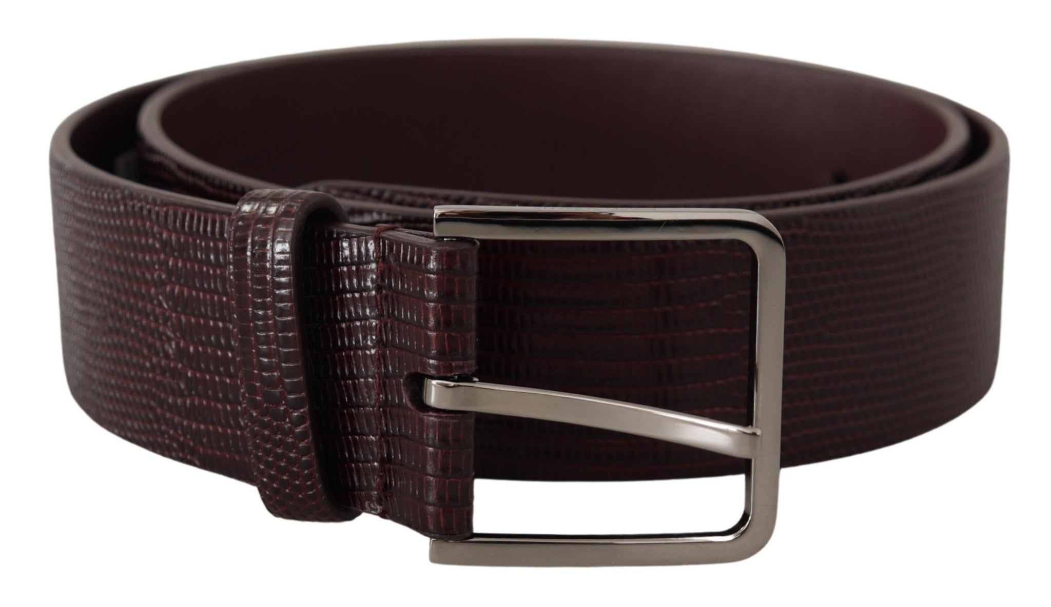 Dolce & Gabbana Dark Brown Calf Leather Silver Logo Metal Buckle Belt