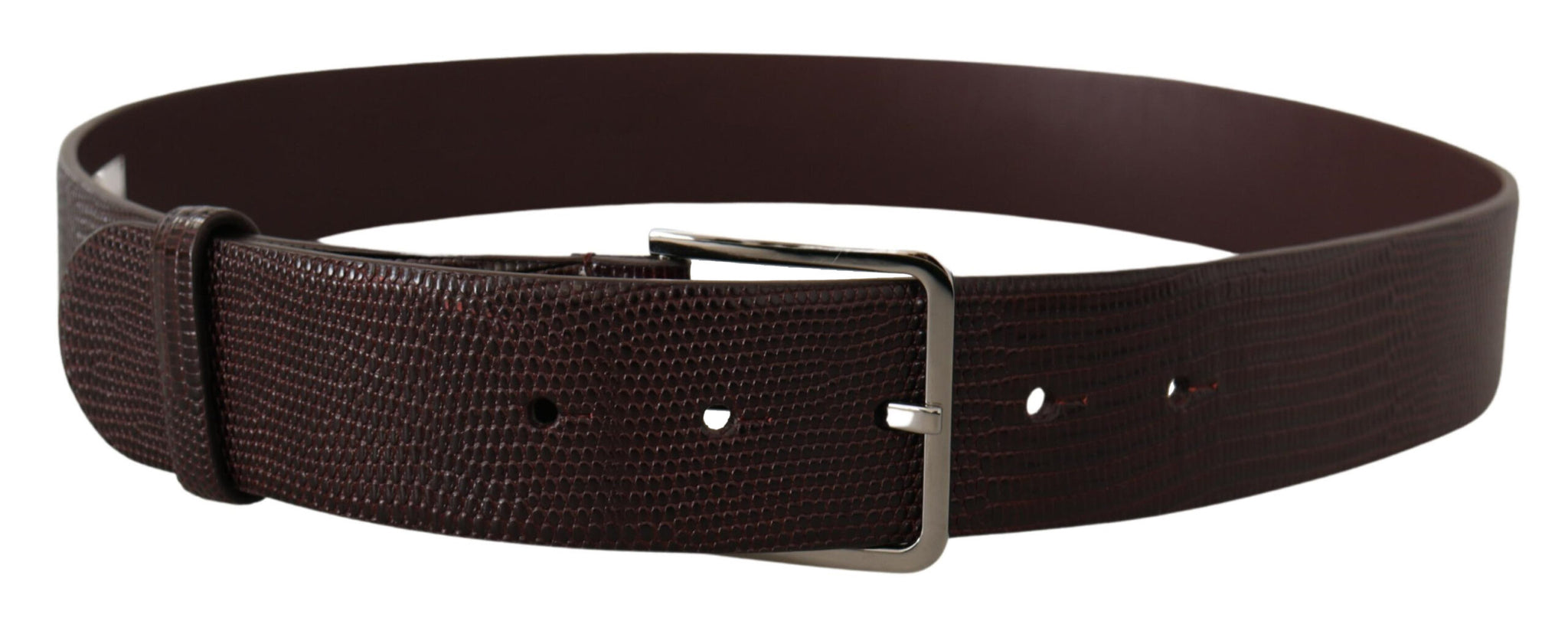 Dolce & Gabbana Dark Brown Calf Leather Silver Logo Metal Buckle Belt