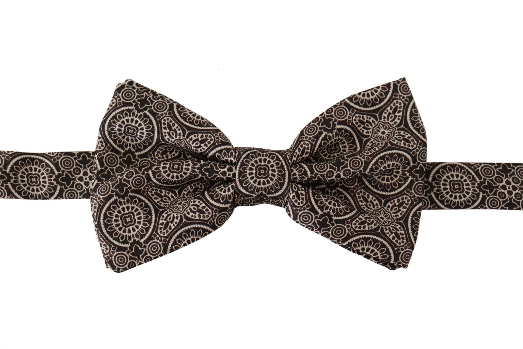 Black white 100% Silk Adjustable Neck Papillon Tie