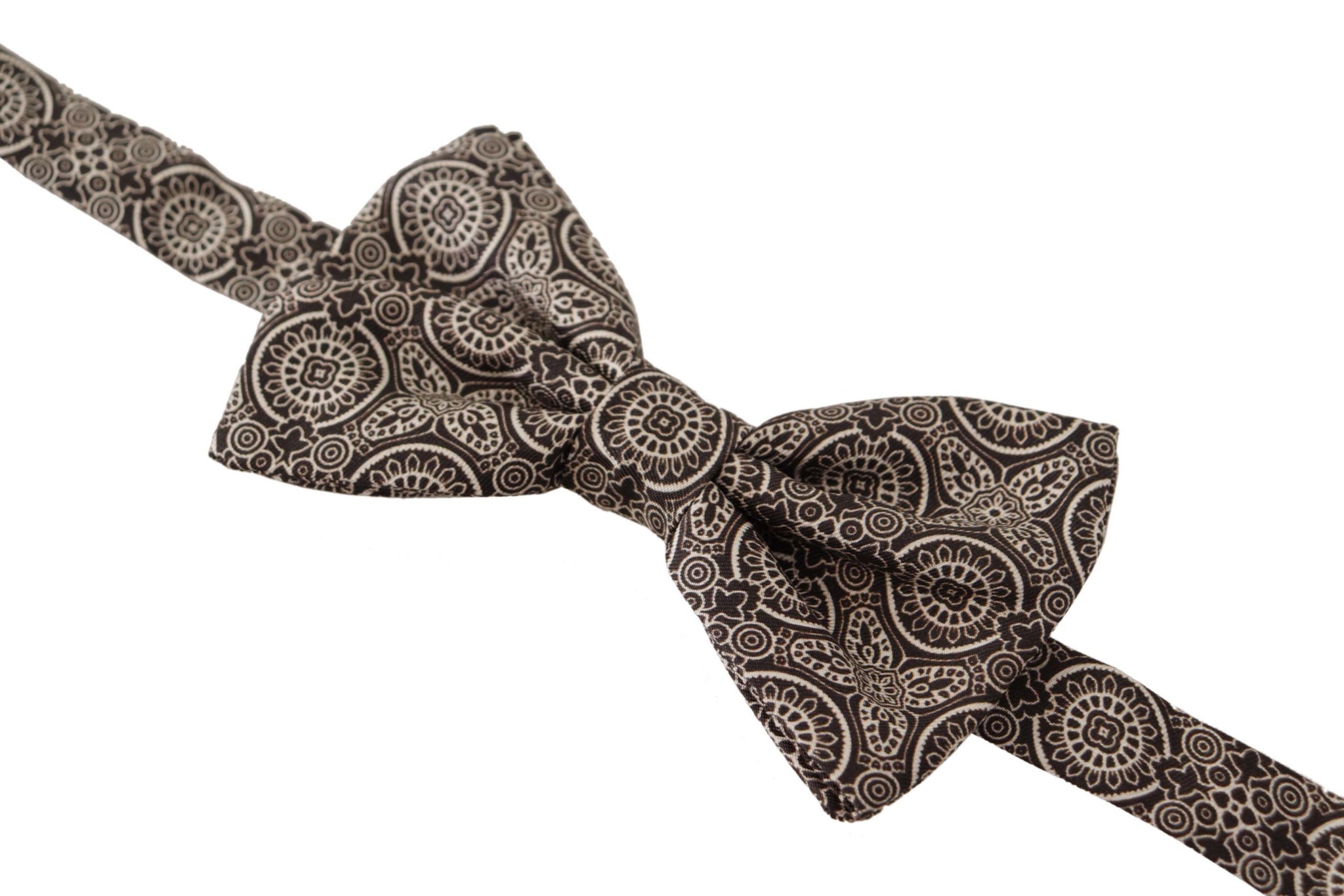 Black white 100% Silk Adjustable Neck Papillon Tie