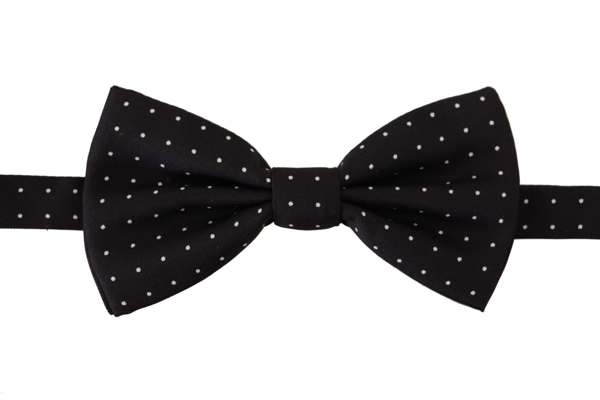 Black White Polka Dot 100% Silk Neck Papillon Tie