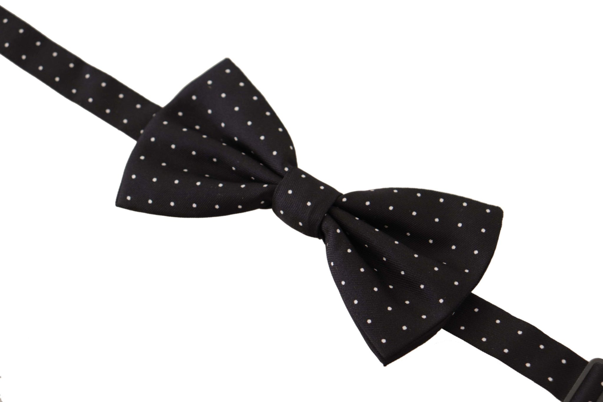 Black White Polka Dot 100% Silk Neck Papillon Tie