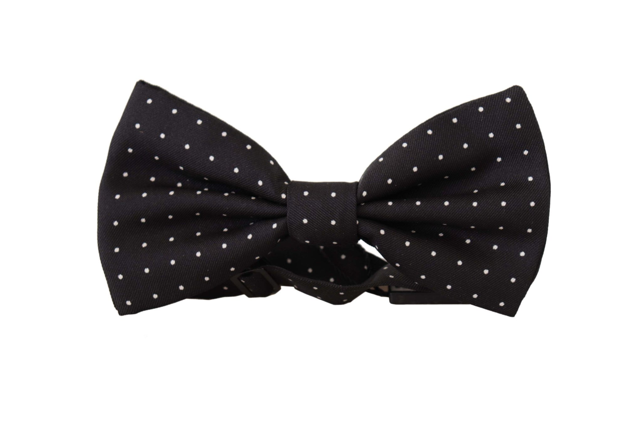 Black White Polka Dot 100% Silk Neck Papillon Tie