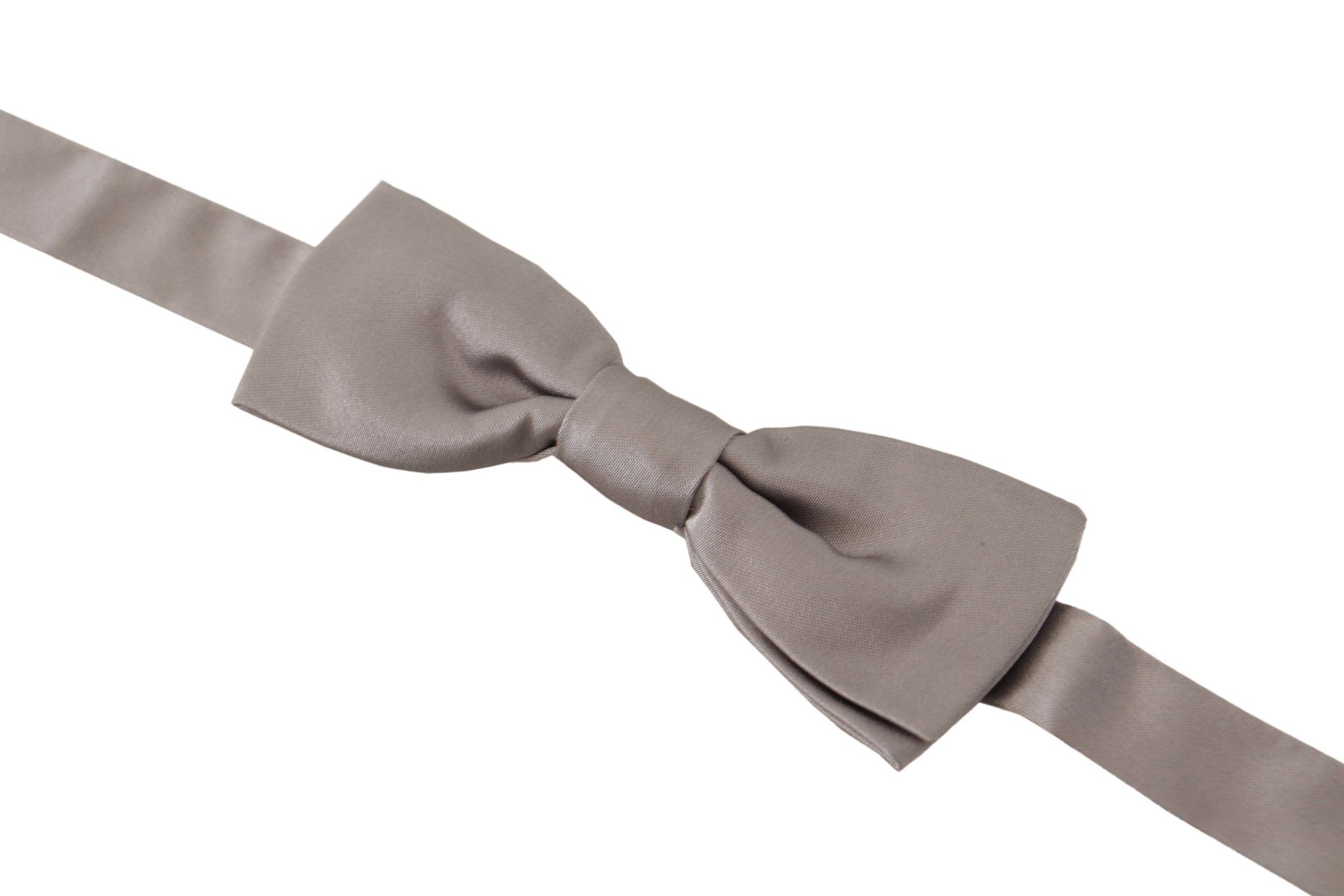 Silver 100% Silk Slim Adjustable Neck Papillon Tie