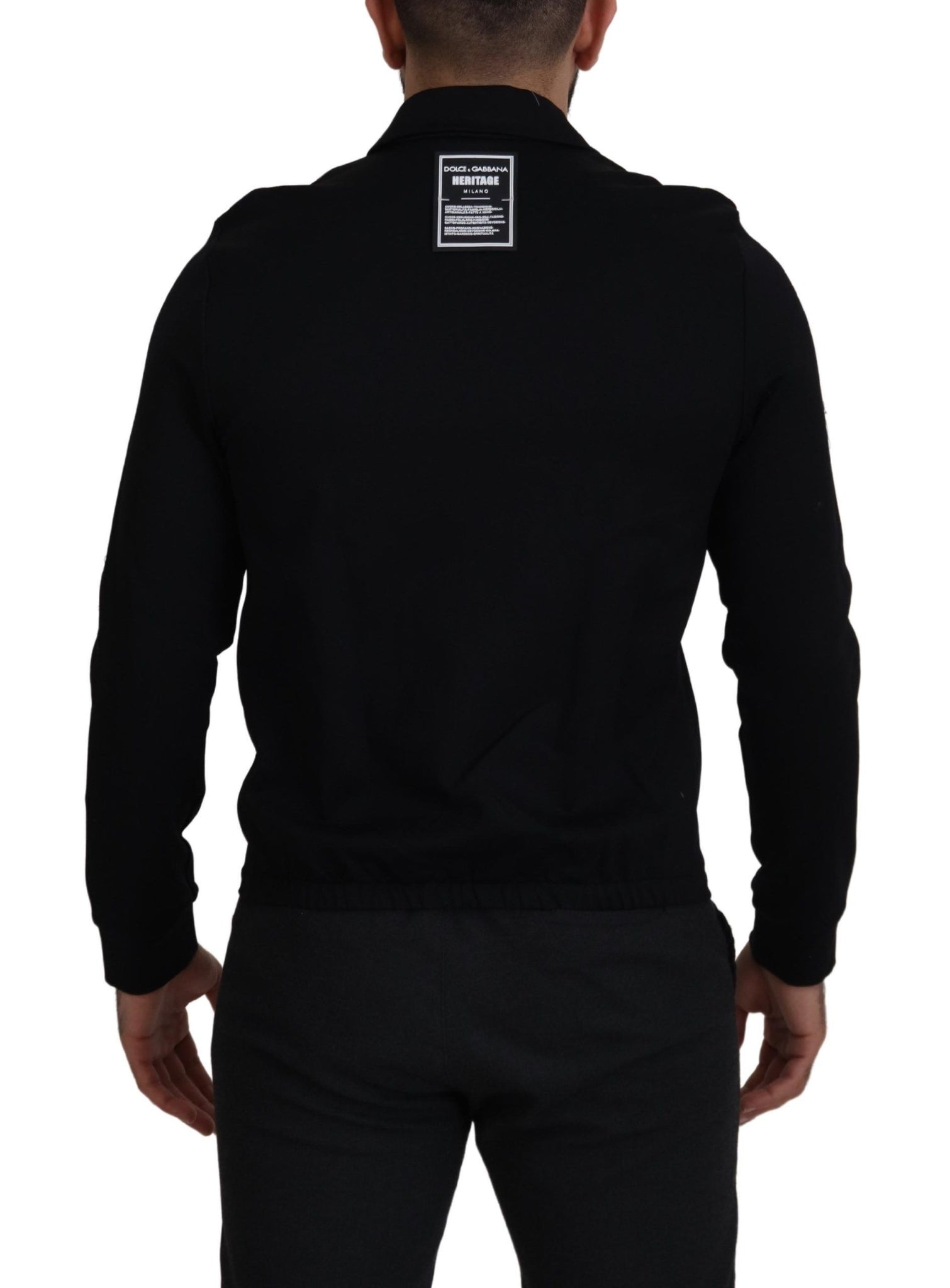 Black Nylon Full Zip Cardigan Logo Sweater