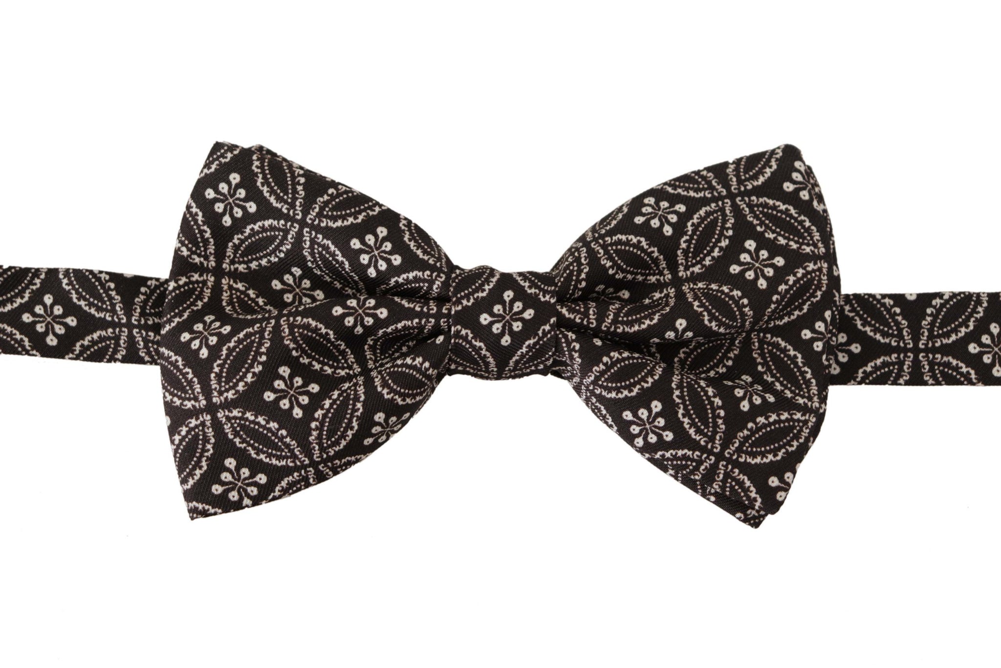 Black white 100% Silk Adjustable Neck Papillon Tie