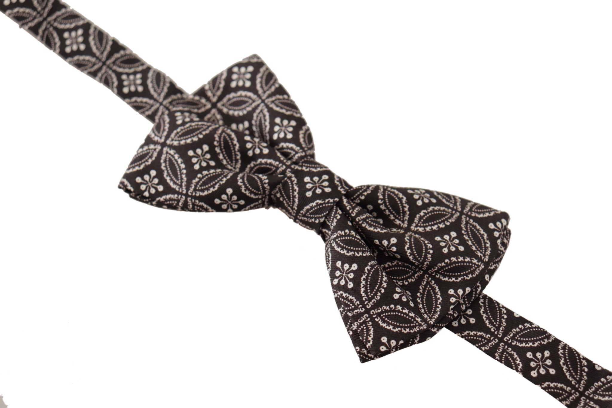 Black white 100% Silk Adjustable Neck Papillon Tie