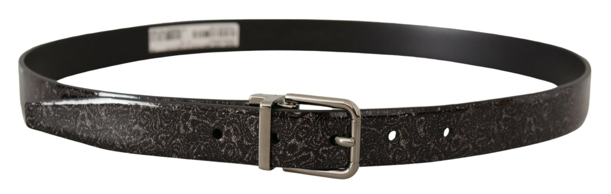 Black Goccia Glitter Patent Leather Buckle Vernice Belt