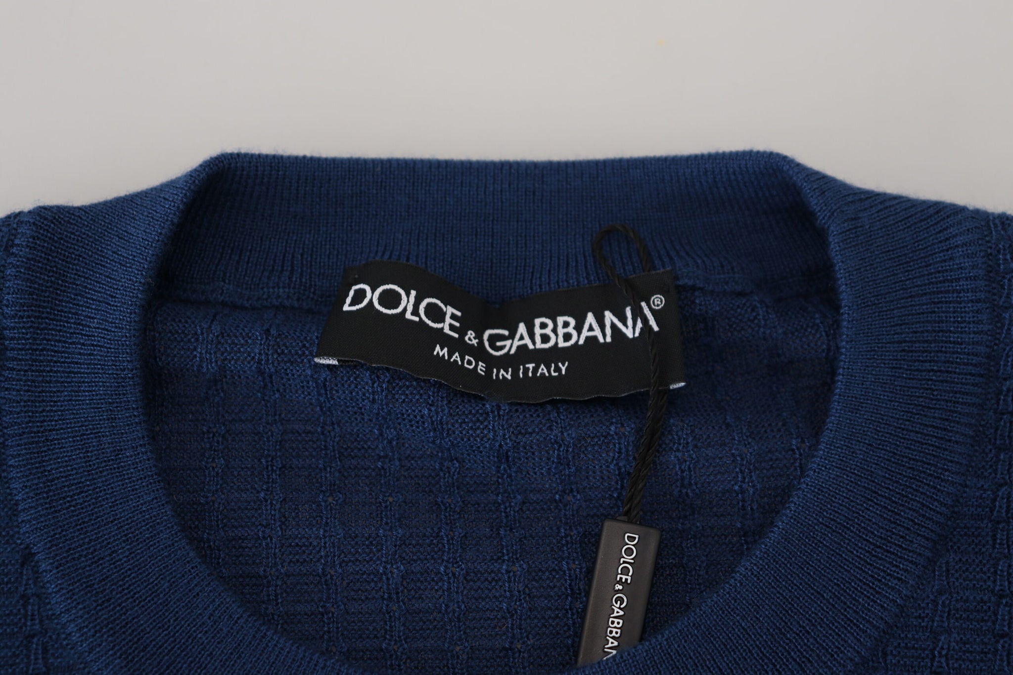 Dolce & Gabbana Blue Cashmere Roundneck Pullover Sweater